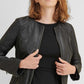 Women's Leather Jacket with Side Stitching