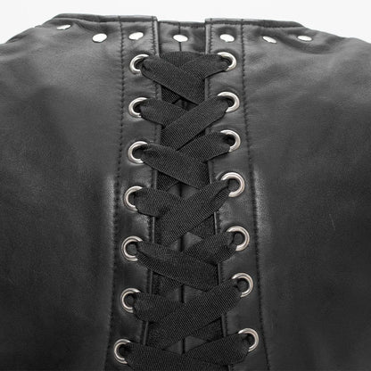 Black / X Small Empress Women's Motorcycle Leather Vest - skyjackerz