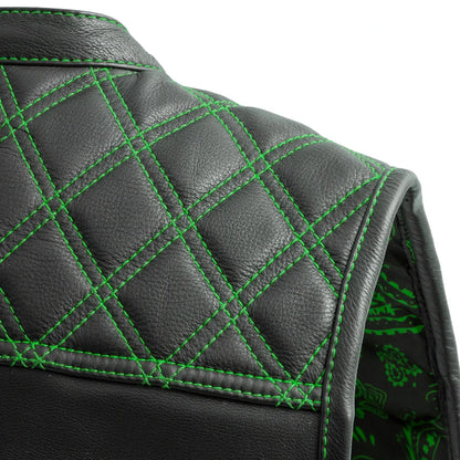 Black / Small Upside Men's Club Style Leather Vest - skyjackerz