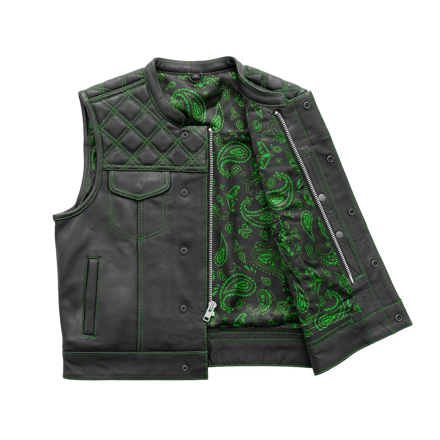 Black / Small Upside Men's Club Style Leather Vest - skyjackerz