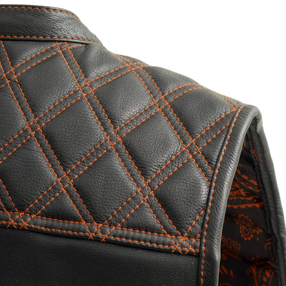 Black / Small Upside Men's Club Style Leather Vest - skyjackerz