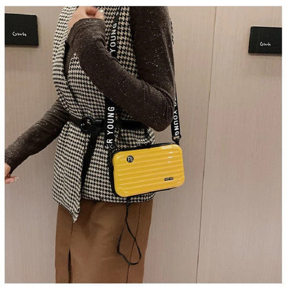 Yellow / One Size Women's Leather Crossbody Purse - Mini Suitcase Shape - skyjackerz