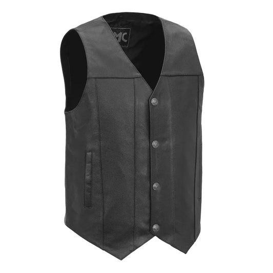 Black / Small Gun Runner Men's Western Style Leather Vest - skyjackerz