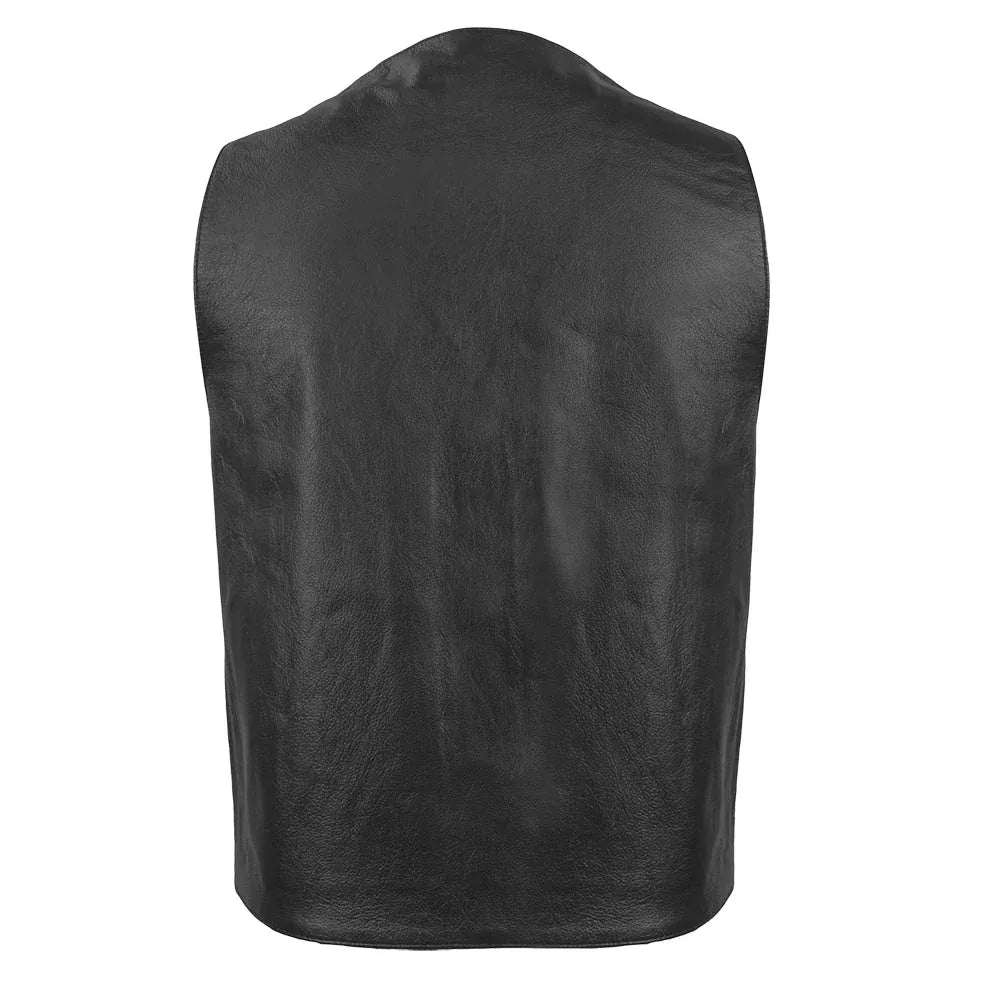 Black / Small Gun Runner Men's Western Style Leather Vest - skyjackerz