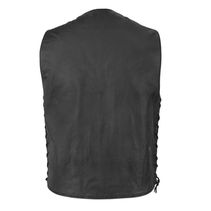 Black / Small Men's Motorcycle Western Style Leather Vest - skyjackerz
