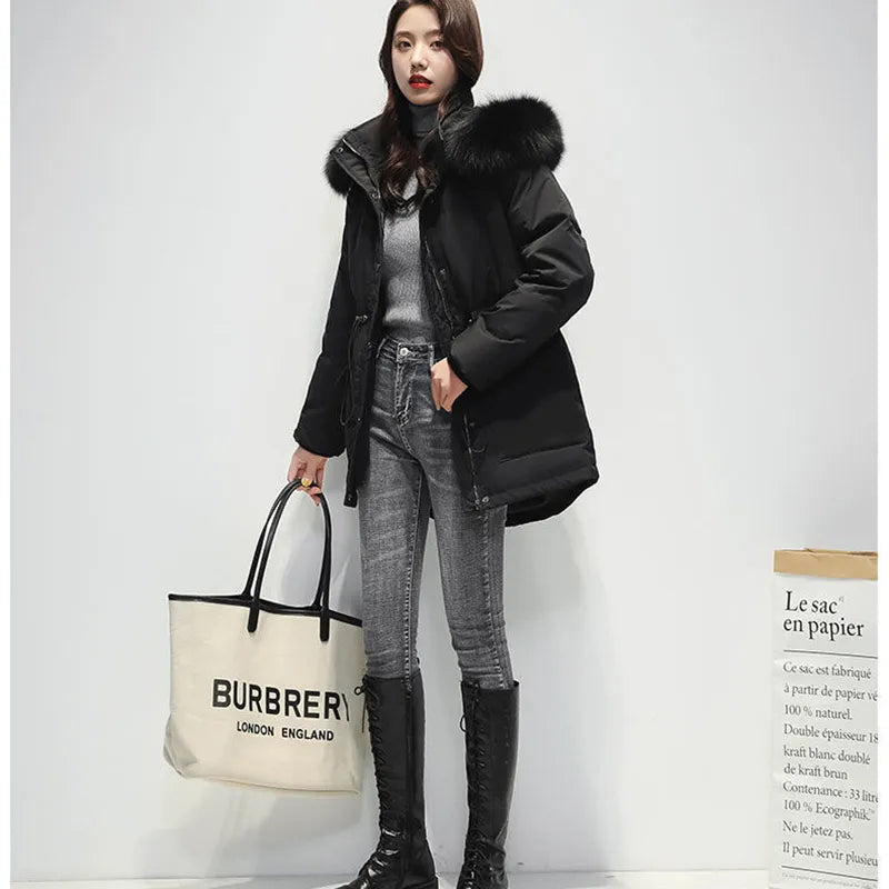 Women Thick Warm Padded Fur Parka