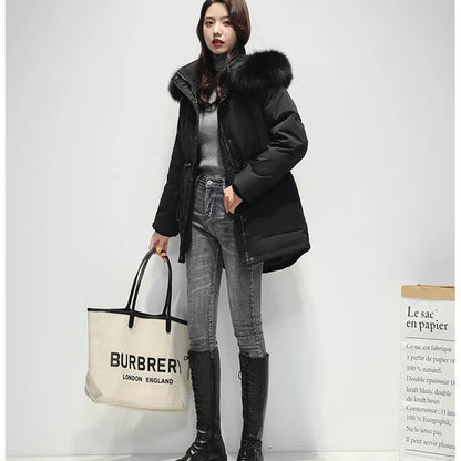 Women Thick Warm Padded Fur Parka