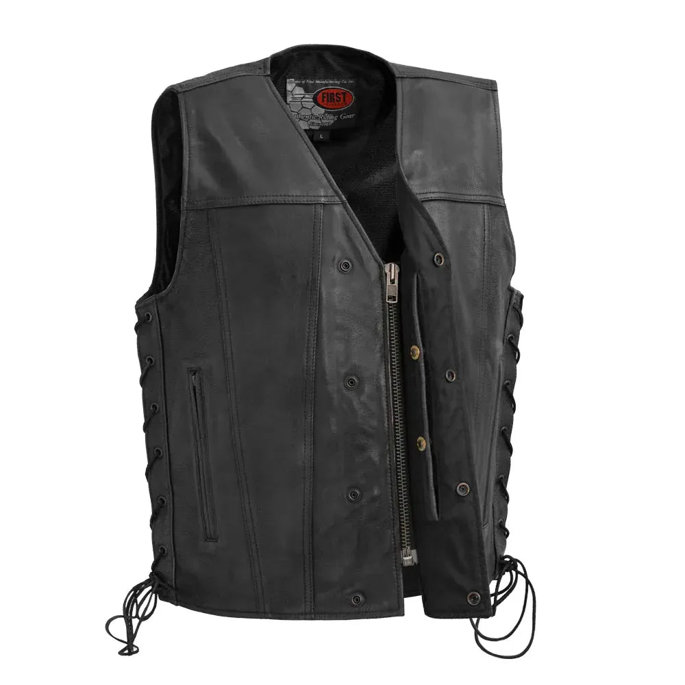 Copper / Small High Roller Men's Motorcycle Western Style Leather Vest - skyjackerz