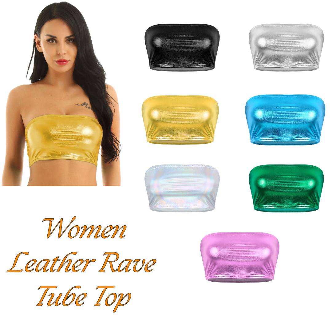 Women Leather Rave Tube Top