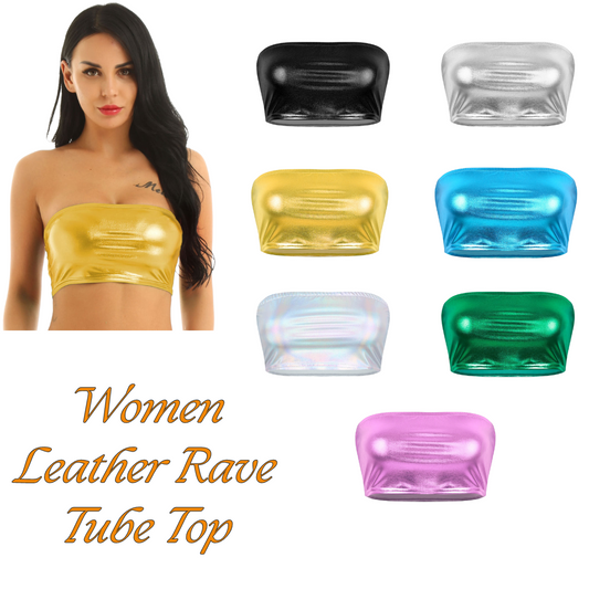 Women Leather Rave Tube Top