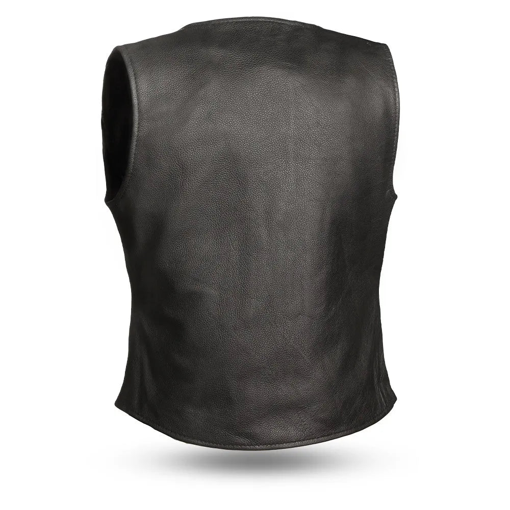 Black / X Small Honey Badger - Women's Motorcycle Leather Vest - skyjackerz