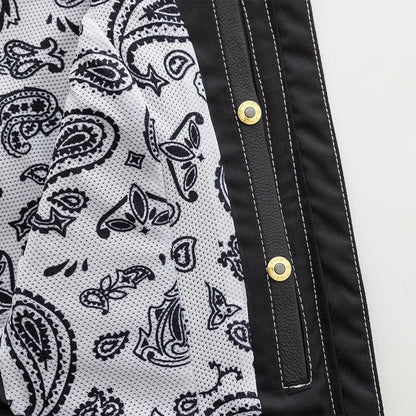 Black - White / X Small Love Lace Women's Motorcycle Leather Vest - skyjackerz