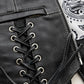 Black - White / X Small Love Lace Women's Motorcycle Leather Vest - skyjackerz