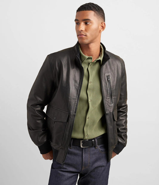 Medium Men's Bomber Jacket with Rib Knit - skyjackerz