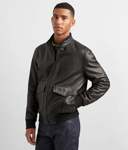 Medium Men's Bomber Jacket with Rib Knit - skyjackerz