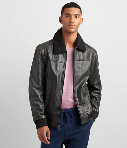 Medium Men's Leather Aviator Bomber Jacket - skyjackerz