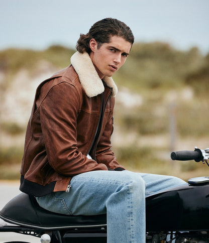 Medium Men's Ace Bomber Casual Leather Jacket - skyjackerz