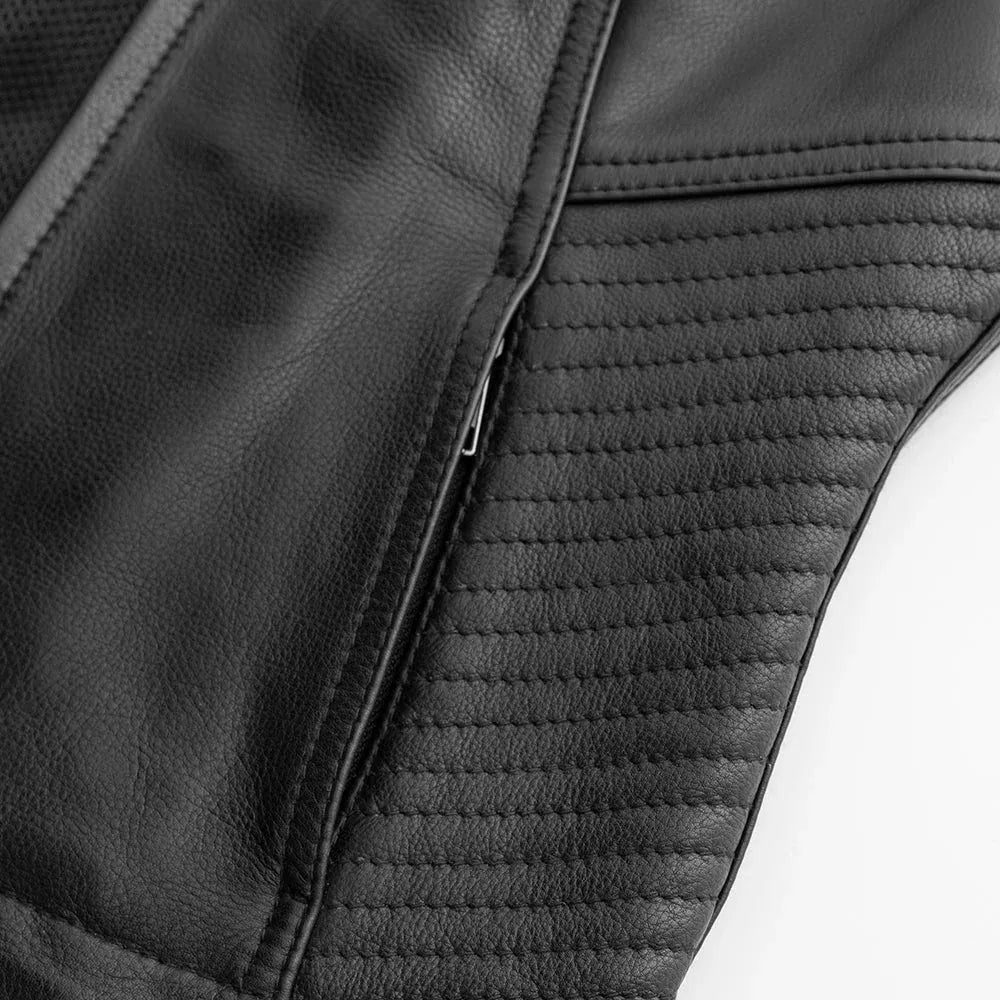 Black / X Small Nina Women's Motorcycle Leather Vest - skyjackerz