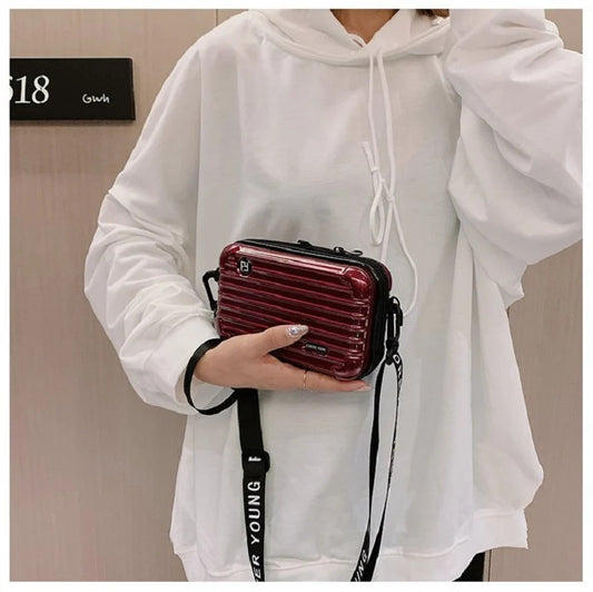 Black / One Size Mini Suitcase Shape Women Crossbody Bag - skyjackerz