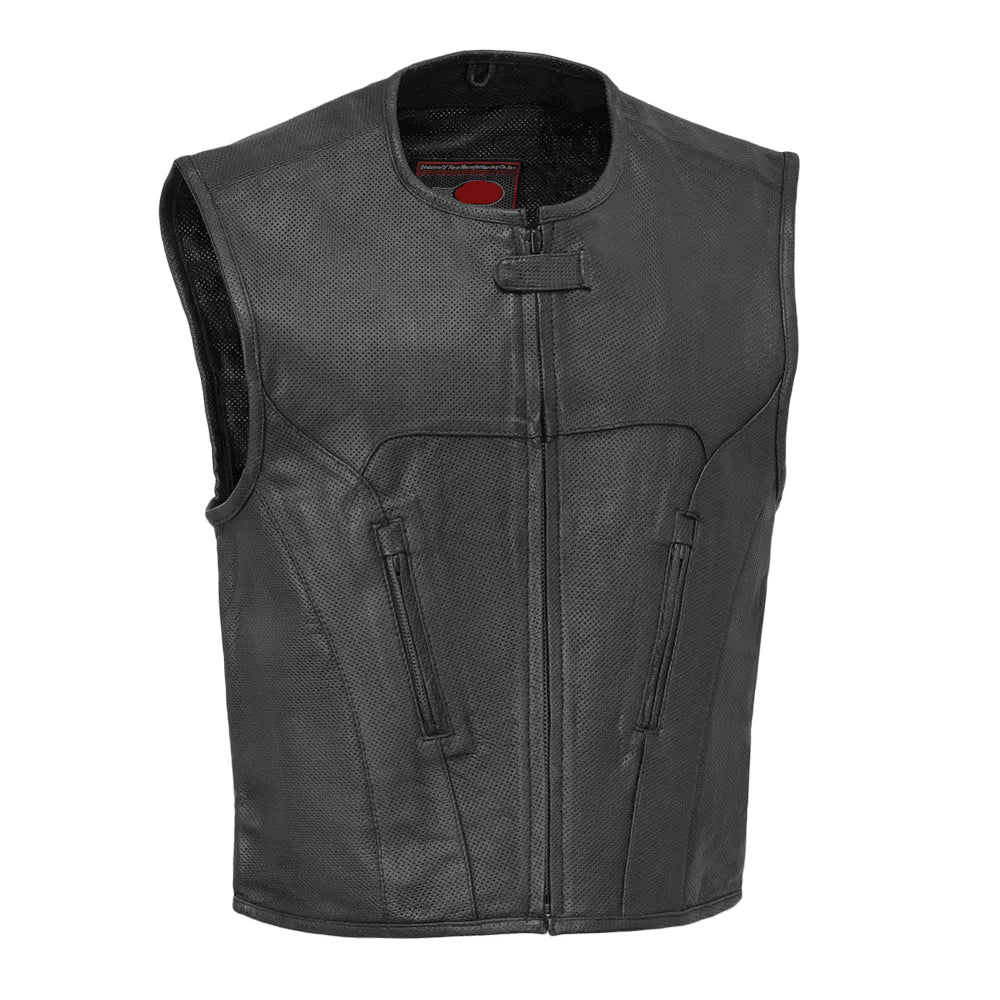 Black / Small Raceway - Men's Motorcycle Perforated Swat Style Vest - skyjackerz