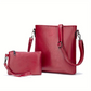 Red Women's Leather Shoulder Bag Set - Two-Piece Handbag - skyjackerz