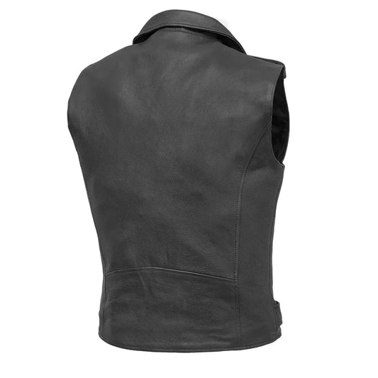 Black / Small Rocking Men's Motorcycle Leather Vest - skyjackerz