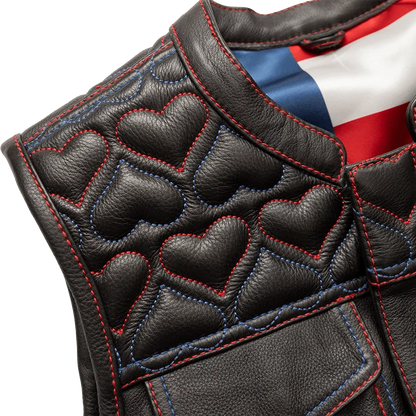 Black / X Small Rosie Women's Club Style Motorcycle Leather Vest - skyjackerz