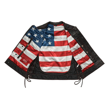 Black / X Small Rosie Women's Club Style Motorcycle Leather Vest - skyjackerz