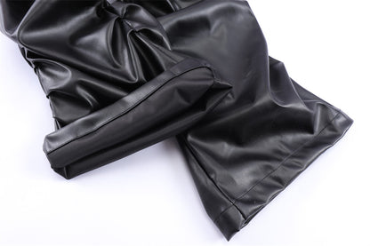 Men's Motorcycle Pleated Leather Pants - skyjackerz