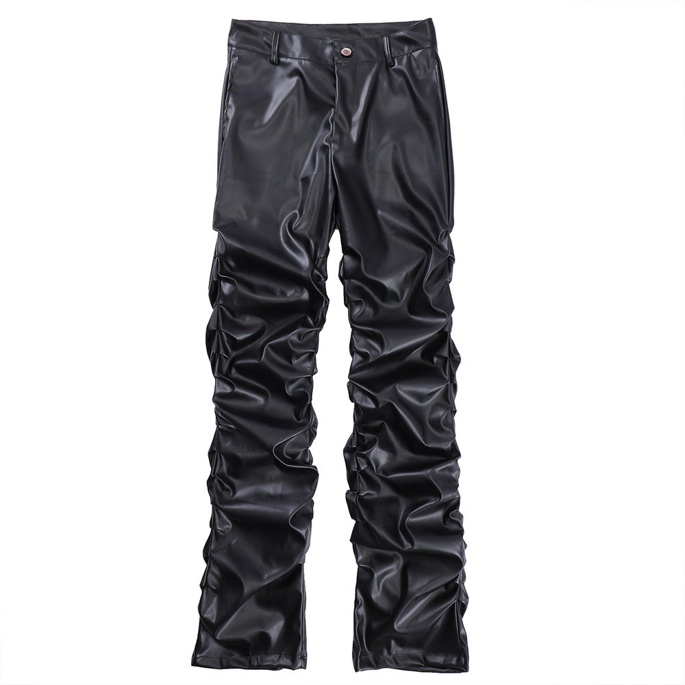 Men's Motorcycle Pleated Leather Pants - skyjackerz