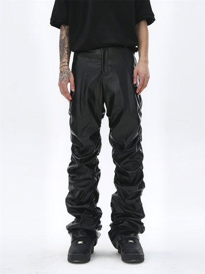 Men's Motorcycle Pleated Leather Pants - skyjackerz