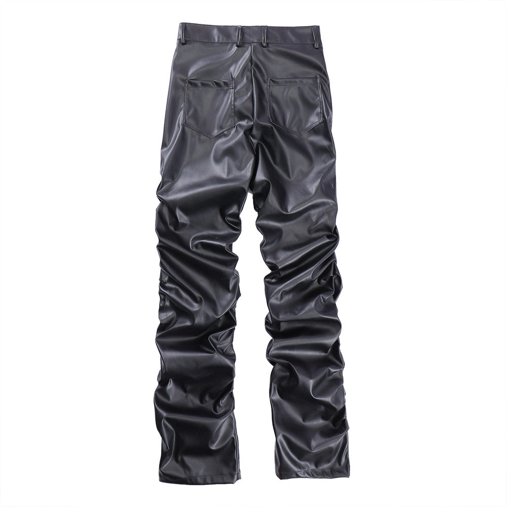 Men's Motorcycle Pleated Leather Pants - skyjackerz