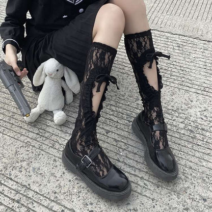 Black-4 / One-Size Women's Sexy Long Tube Calf Socks - skyjackerz