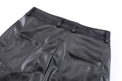 Men's Motorcycle Pleated Leather Pants - skyjackerz