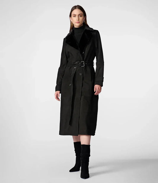 Black / Small Savannah Faux Fur Trench - skyjackerz