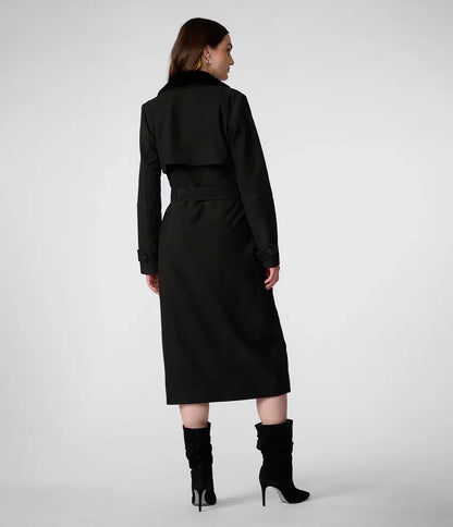 Black / Small Savannah Faux Fur Trench - skyjackerz