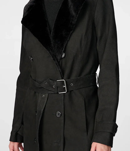 Black / Small Savannah Faux Fur Trench - skyjackerz