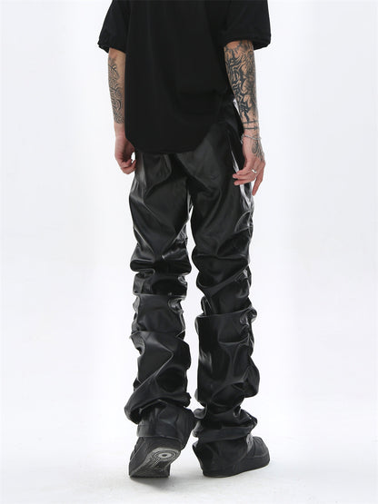 Men's Motorcycle Pleated Leather Pants - skyjackerz