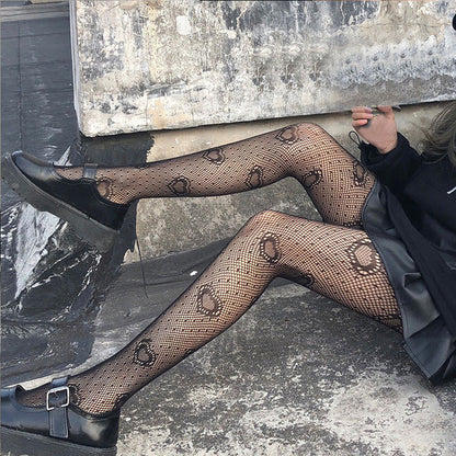 Double Heart Women's Mesh Pantyhose Collection - skyjackerz