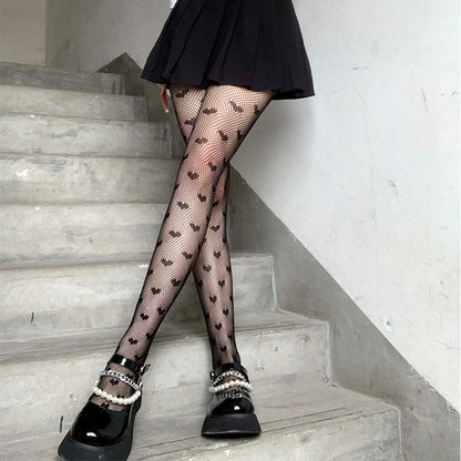 Single Heart Women's Mesh Pantyhose Collection - skyjackerz