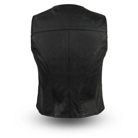 Black / X Small Sweet Sienna - Women's Motorcycle Leather Vest - skyjackerz