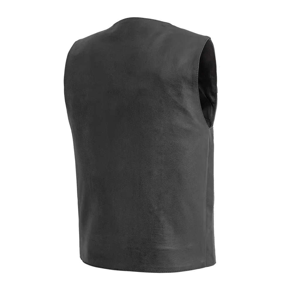 Black / Small Texan Men's Western Style Motorcycle Leather Vest - skyjackerz