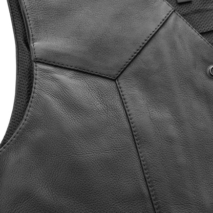 Black / Small Texan Men's Western Style Motorcycle Leather Vest - skyjackerz