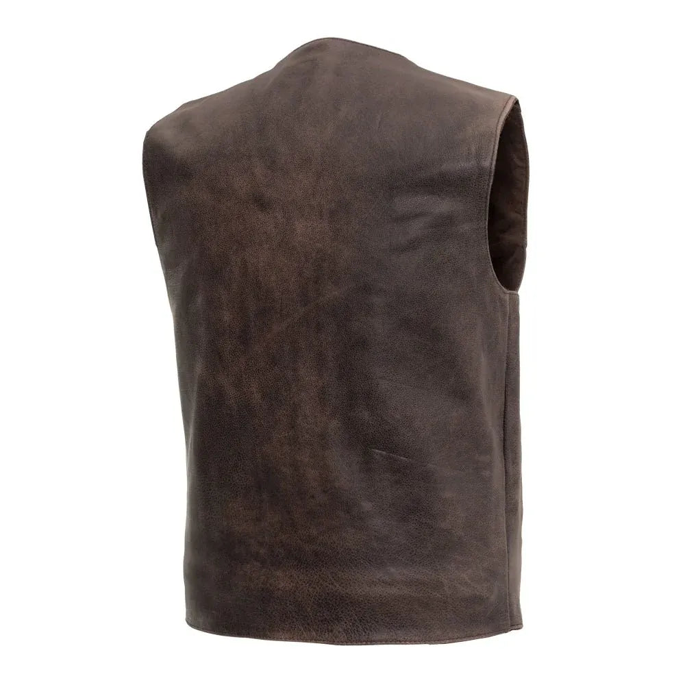 Black / Small Texan Men's Western Style Motorcycle Leather Vest - skyjackerz