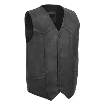 Black / Small Tombstone Men's Motorcycle Western Style Leather Vest - skyjackerz