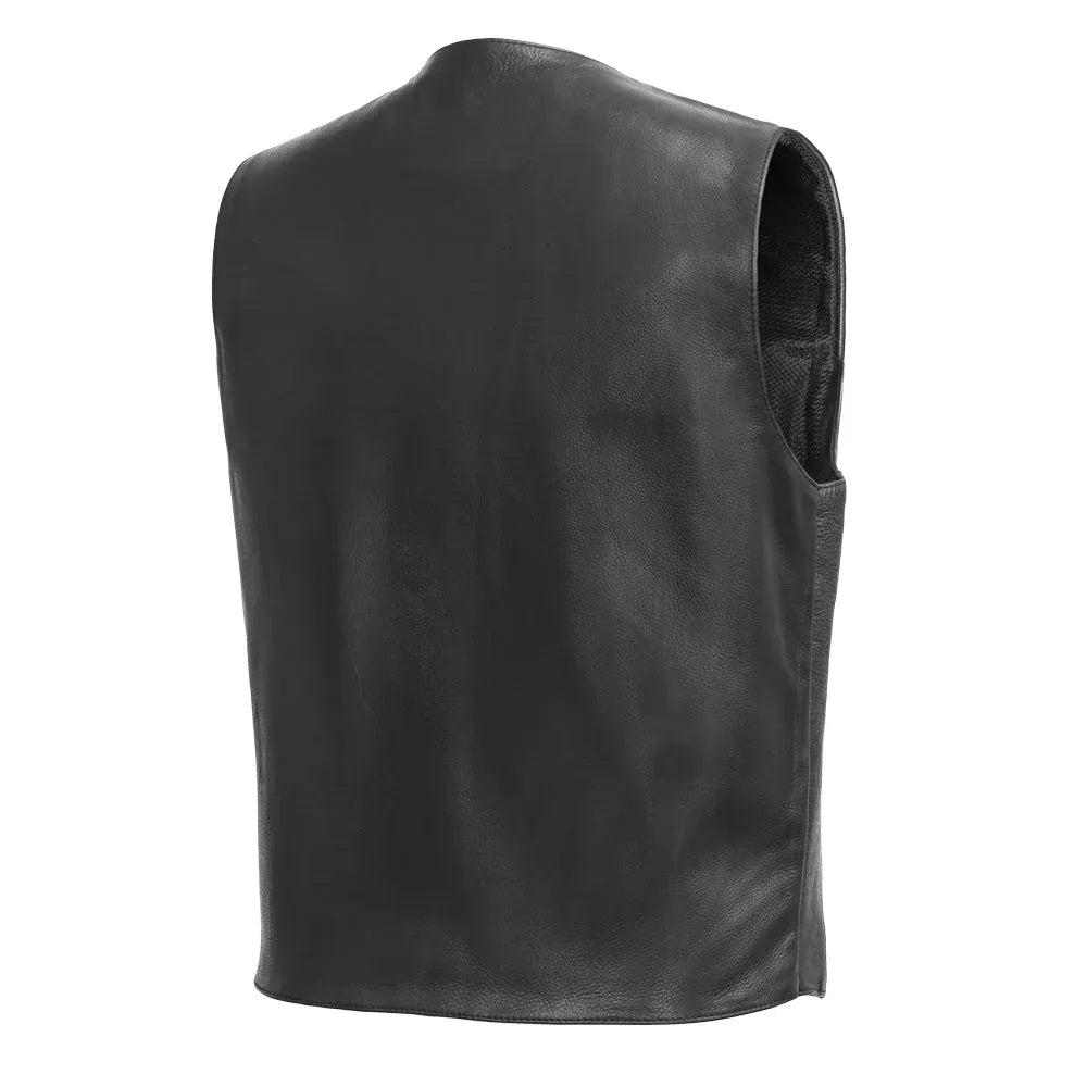 Black / Small Tombstone Men's Motorcycle Western Style Leather Vest - skyjackerz