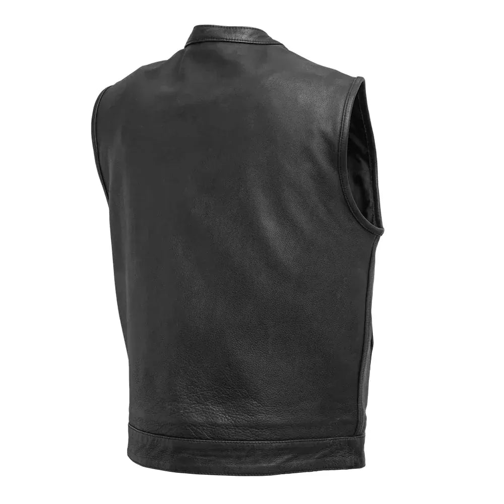 Copper / Small Top Rocker - Men's Motorcycle Leather Vest - skyjackerz