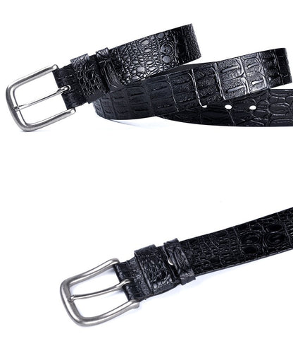 Black / 95 cm Men's Designer Belt with Crocodile Pattern - skyjackerz