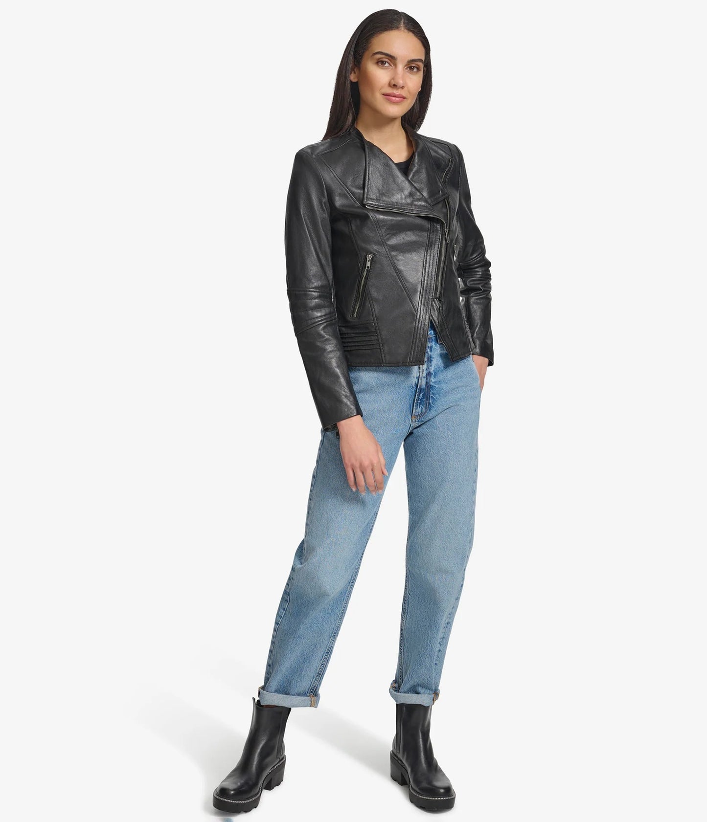 Women's Asymmetric Leather Moto Jacket