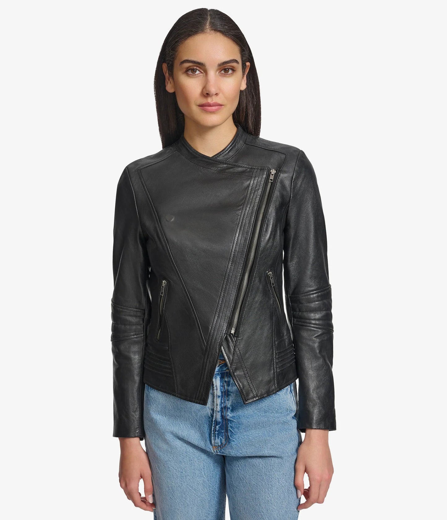 Women's Asymmetric Leather Moto Jacket